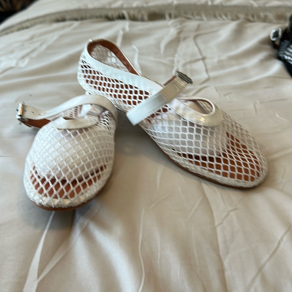 New Elegant White Mesh ballet flats